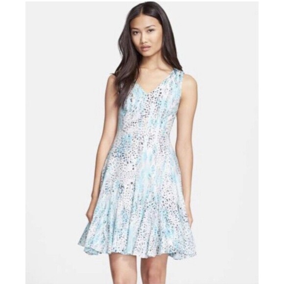 Rebecca Taylor Blue 'sum Leo' Fit & Flare Dress Size 4 Retailed $350 Rebecca Taylor Blue 'sum Leo' Fit & Flare Dress Size 4 Retailed $350